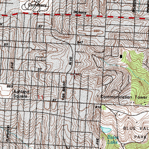 Topographic Map of First Regular Baptist Church, MO