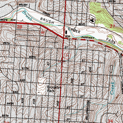 Topographic Map of Freedom Christian Center Church, MO