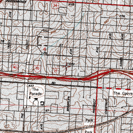 Topographic Map of Freedom Fire Church, MO