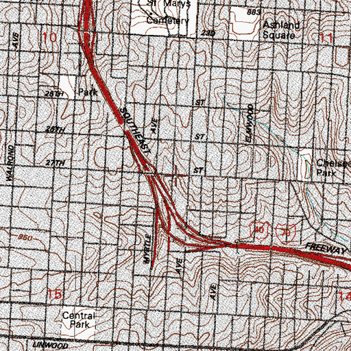 Topographic Map of Gethsemane Non-Denominational Church, MO