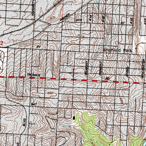 Topographic Map of Gethsemane Pentecostal Church, MO