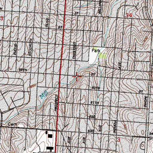 Topographic Map of Gladtidings Assembly of God Church, MO