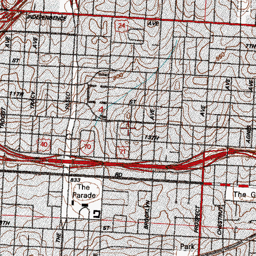Topographic Map of Glory Temple Church of God in Christ, MO