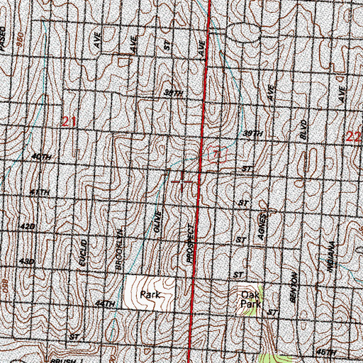 Topographic Map of Gospel Temple Church of God in Christ, MO