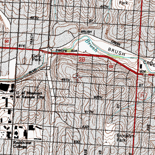 Topographic Map of Gospel Tithing Baptist Church, MO