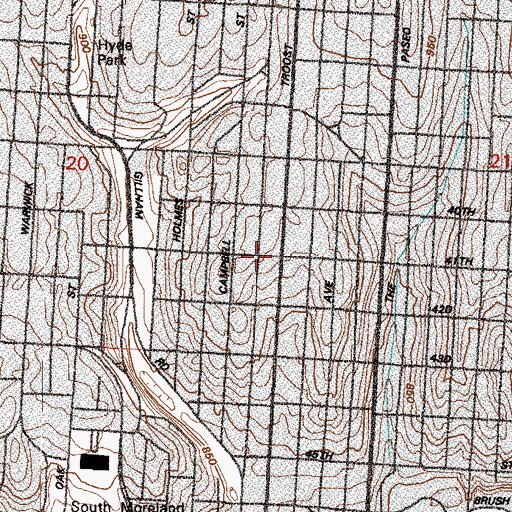 Topographic Map of Grace Assembly of God Church of Kansas City, MO