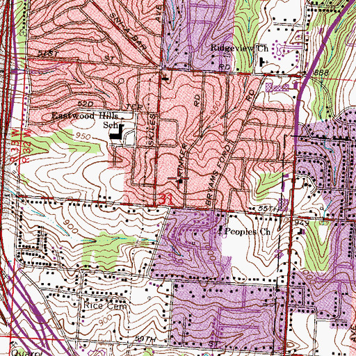 Topographic Map of Grace Community Church, MO