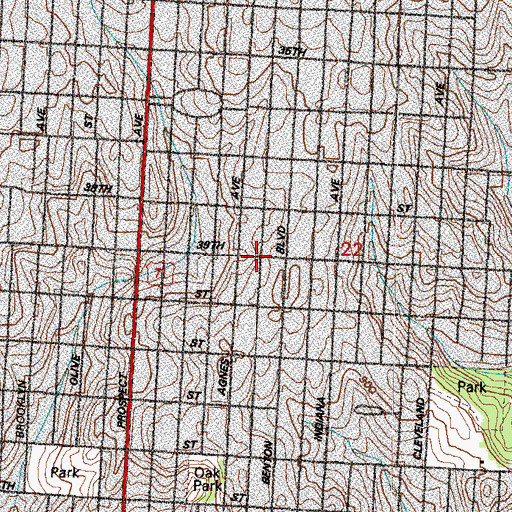 Topographic Map of Grace Temple Pentecostal Church, MO