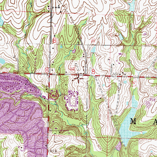 Topographic Map of Rock of Ages Lutheran Church, MO