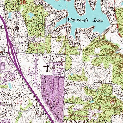 Topographic Map of Rolling Hills Community Church, MO