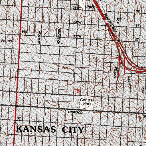 Topographic Map of Rosser Simpson Christian Methodist Episcopal Church, MO