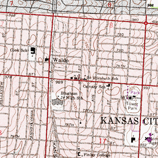 Topographic Map of Saint Elizabeth Church, MO