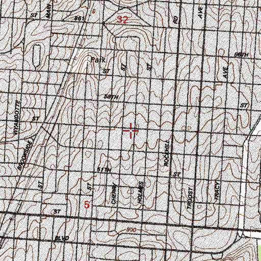 Topographic Map of Saint Johns Baptist Church, MO