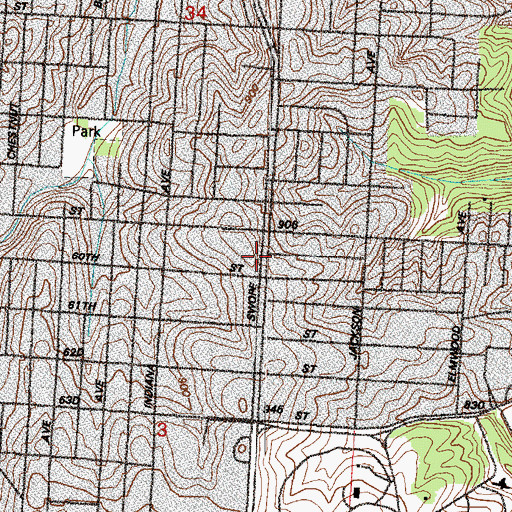 Topographic Map of Saint Louis Church, MO
