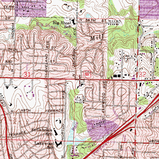 Topographic Map of Saint Luke Presbyterian Church, MO