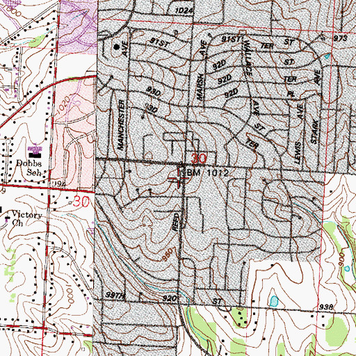 Topographic Map of Saint Lukes United Methodist Church, MO