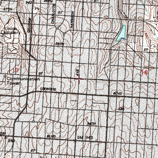 Topographic Map of Saint Mary of Egypt Orthodox Church, MO