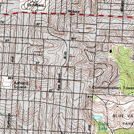 Topographic Map of Saint Marys Grand Holy Tabernacle Church, MO