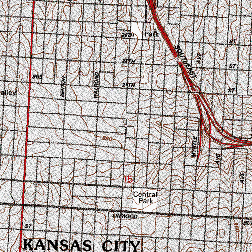 Topographic Map of Saint Mathew Missionary Baptist Church, MO