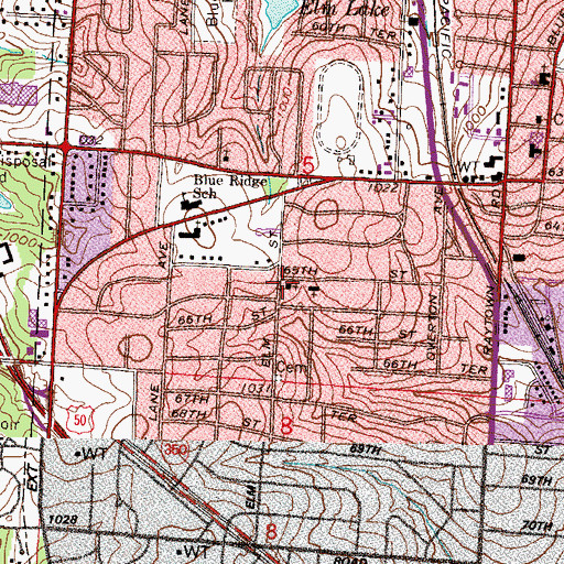 Topographic Map of Saint Matthews Episcopal Church of Raytown, MO