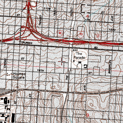 Topographic Map of Saint Monica Catholic Church, MO