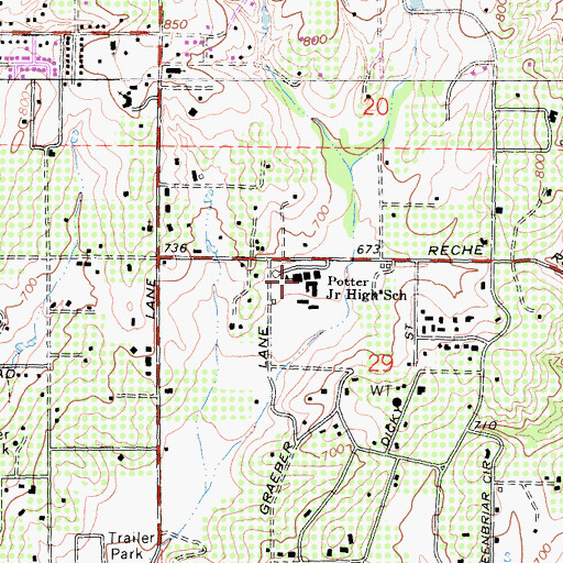 Topographic Map of Potter Junior High School, CA