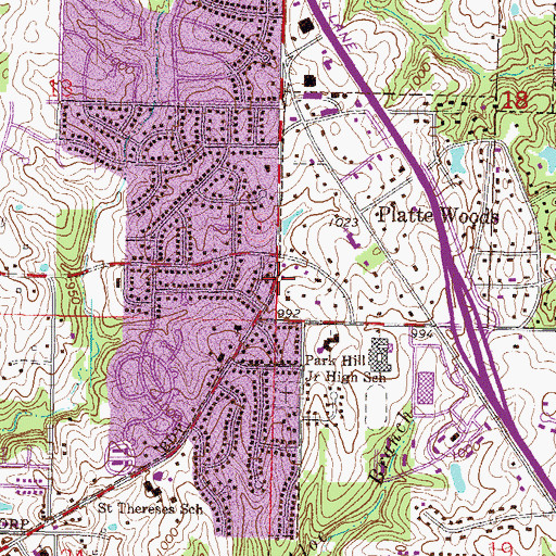 Topographic Map of Saint Therese North Church, MO