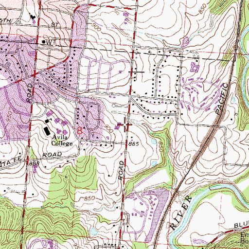 Topographic Map of Saint Thomas More Church, MO