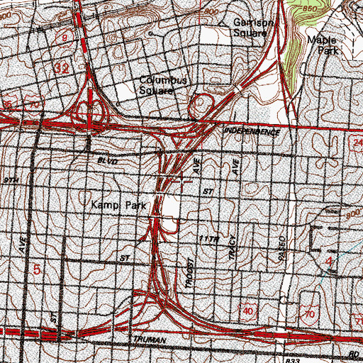 Topographic Map of Set Free Church of Kansas City, MO