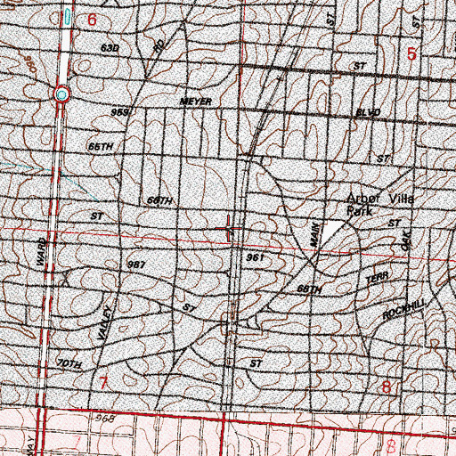 Topographic Map of Sixth Church of Christ Scientist of Northland Kansas City, MO