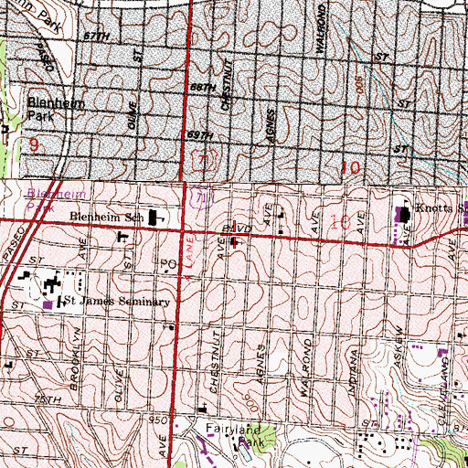 Topographic Map of Skylight Baptist Church, MO