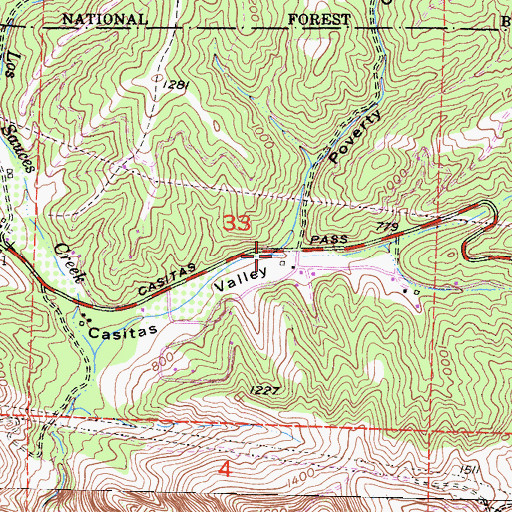 Topographic Map of Poverty Canyon, CA