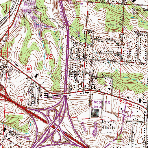 Topographic Map of Skyline Baptist Church, MO