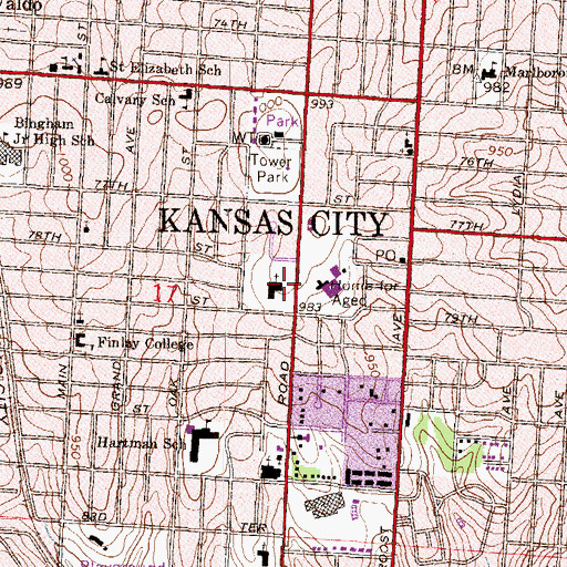 Topographic Map of South Broadland Presbyterian Church, MO