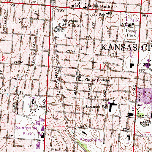 Topographic Map of Southside Christian Center Assembly of God Church, MO
