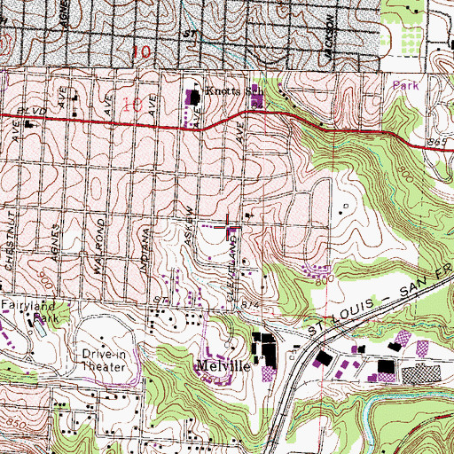 Topographic Map of Southside Christian Church, MO