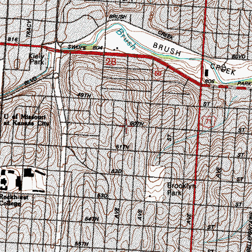 Topographic Map of Southside First Baptist Church, MO