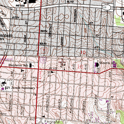 Topographic Map of Straightaway Missionary Baptist Church, MO
