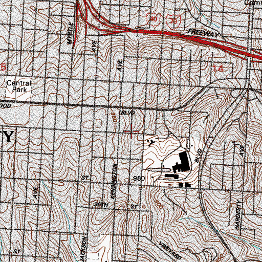 Topographic Map of Sunrise Baptist Church, MO