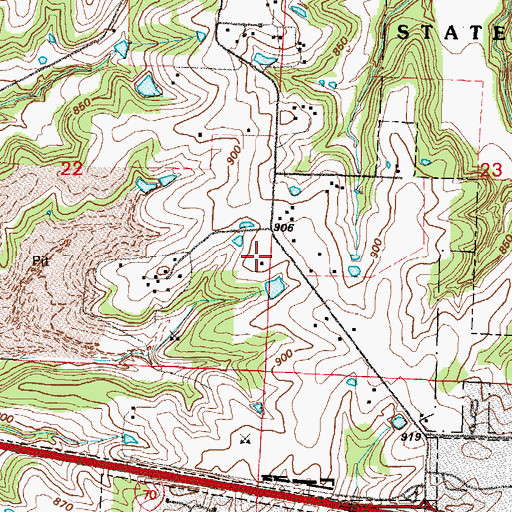 Topographic Map of Sunny Pointe Elementary School, MO