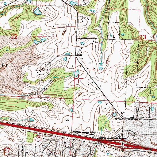 Topographic Map of Sunny Vale Middle School, MO