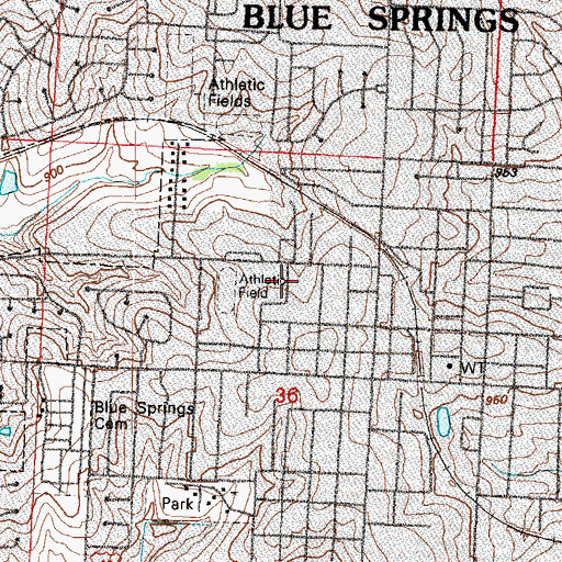 Topographic Map of Thomas J Ultican Elementary School, MO