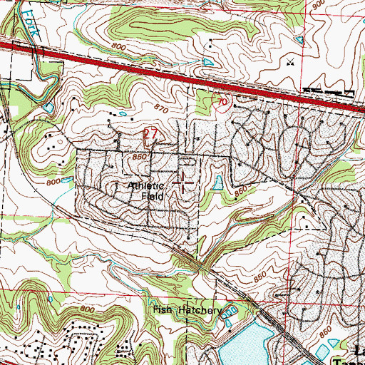 Topographic Map of Valley View High School, MO