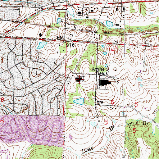 Topographic Map of William Bryant Elementary School, MO