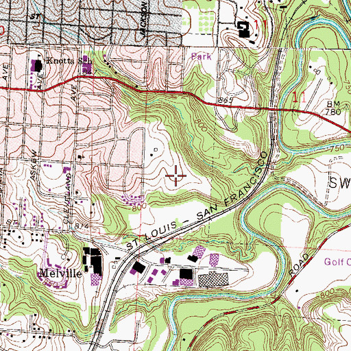 Topographic Map of William A Knotts Elementary Magnet School, MO
