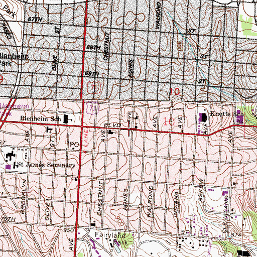 Topographic Map of Temple of Faith Baptist Church, MO