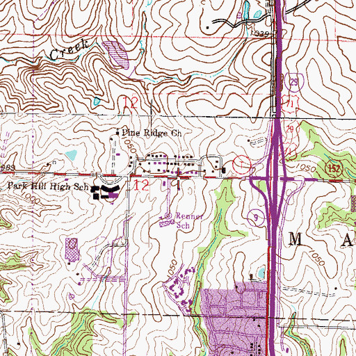 Topographic Map of Tiffany Fellowship Church, MO