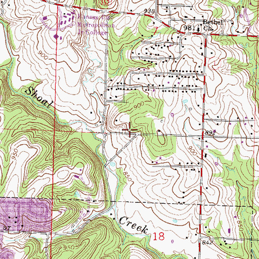 Topographic Map of Timothy Baptist Church, MO