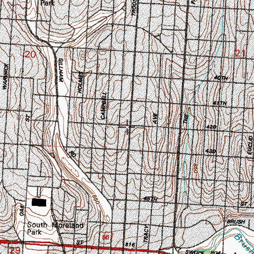 Topographic Map of True Gospel Church of God and Christ, MO