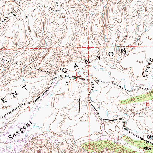 Topographic Map of Powell Canyon, CA